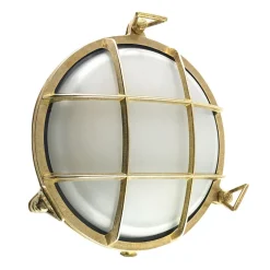 Kellerleuchte Glas Echt-Messing E27 IP64 Ø 24 cm rund