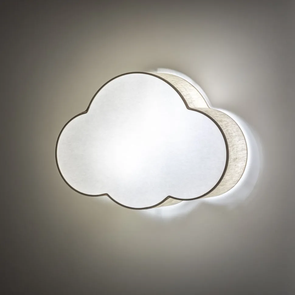 Kinderzimmer Wolkenlampe Beige Weiß Leinen B: 43 cm 2x E27