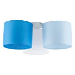 Kinderzimmerlampe Blau Weiß 3-flammig Stoff E27 Decke