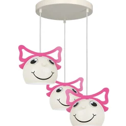 Kinderzimmerlampe Rosa Weiß Ø 41 cm Glas Metall 3x E27