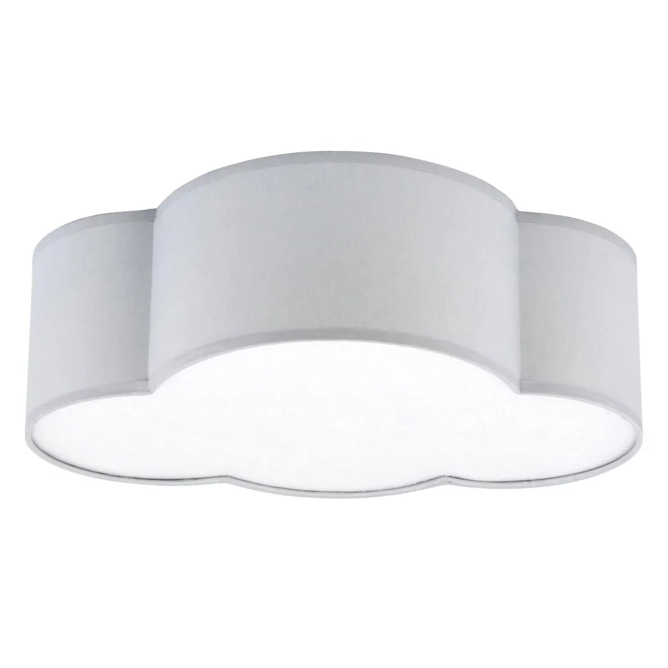 Kinderzimmerleuchte Grau Stoff Grau flach 2x E27 Wolke