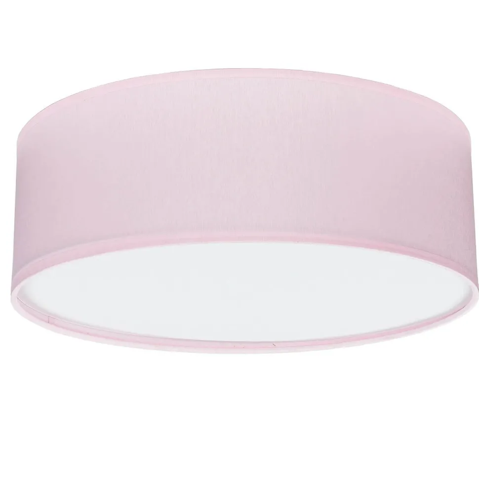 Kinderzimmerleuchte Rosa Ø 38 cm rund flach Stoffschirm