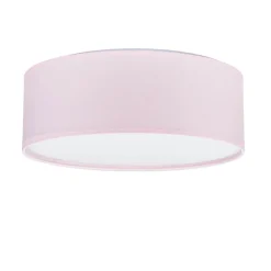Kinderzimmerleuchte Rosa Ø 38 cm rund flach Stoffschirm