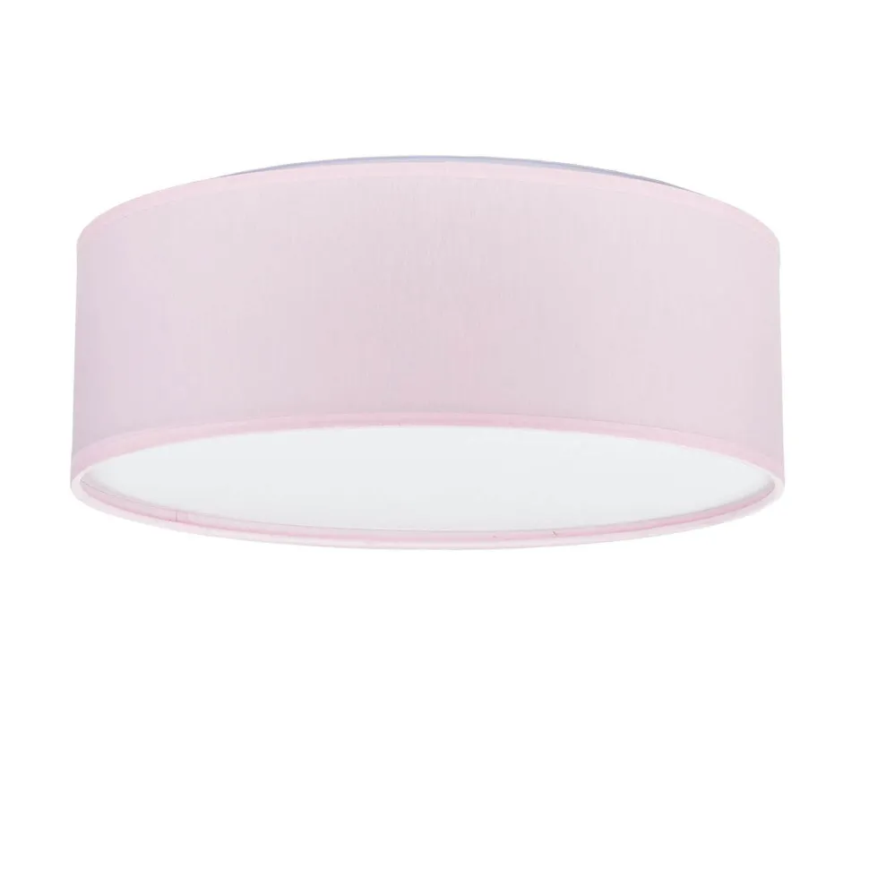 Kinderzimmerleuchte Rosa Ø 38 cm rund flach Stoffschirm