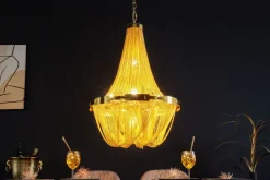 Klassische Hängelampe Metall in Gold Ø70 cm E14 elegant