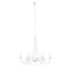 Klassischer Kronleuchter Weiß Metall 6-flammig Kerzen