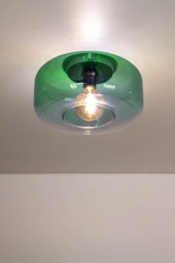 Kleine Deckenlampe Glas Grün rund Ø 35 cm E27 blendarm