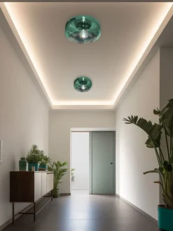 Kleine Deckenlampe Glas Grün rund Ø 35 cm E27 blendarm