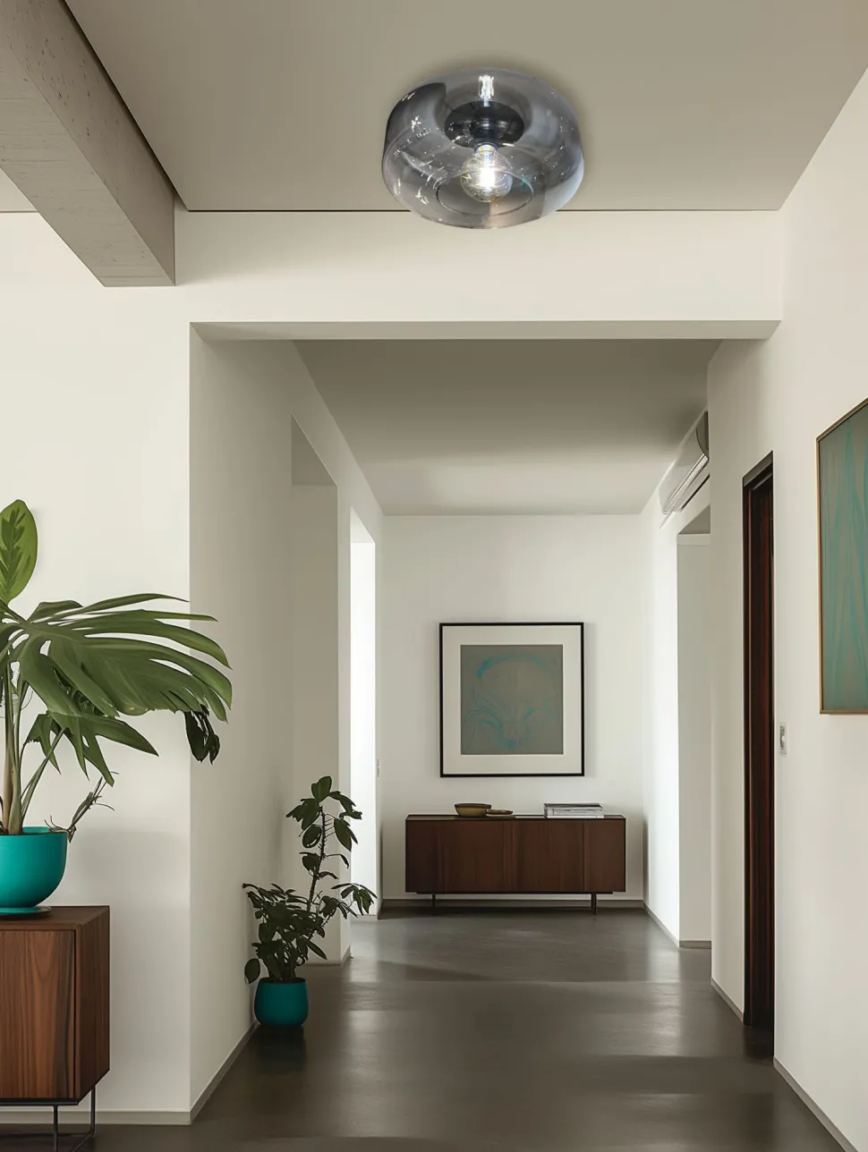 Kleine Deckenlampe Rauchglas rund Ø 35 cm E27 blendarm