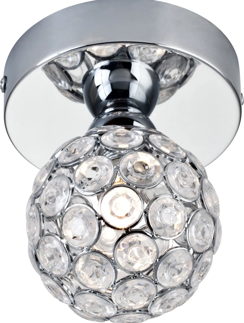 Kleine Deckenlampe rund Kristall Ø 9,5 cm in Chrom