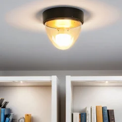 Kleine Deckenlampe Schwarz Gold Ø18cm rund IP44 E27