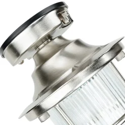 Kleine Deckenleuchte außen E27 Messing Riffelglas Maritim