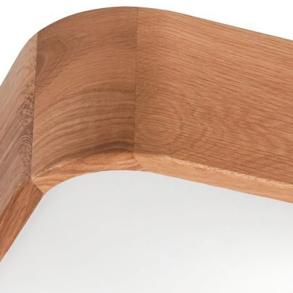 Kleine Deckenleuchte eckig B: 35 cm Holz in für 2x E27