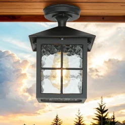 Kleine Deckenleuchte HAROLD außen Schwarz Rustikal