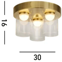 Kleine LED Deckenleuchte Glas Metall Ø30 cm IP44 4000 K