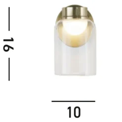 Kleine LED Wandlampe Glasschirm Metall T:16 cm IP44 6 W