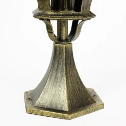 Kleine Sockel Steh Lampe für außen Gold Antik 50,5cm