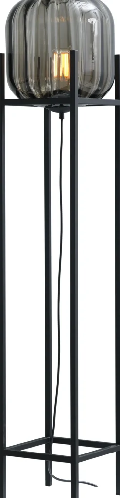 Kleine Stehleuchte Glas Metall 138 cm Schwarz E27