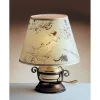 Kleine Tischlampe Creme Messing rund 34cm Maritim
