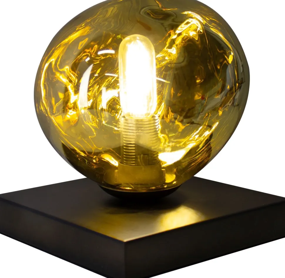 Kleine Tischlampe E14 Schwarz Gelb 17,5 cm dekorativ