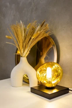 Kleine Tischlampe E14 Schwarz Gelb 17,5 cm dekorativ