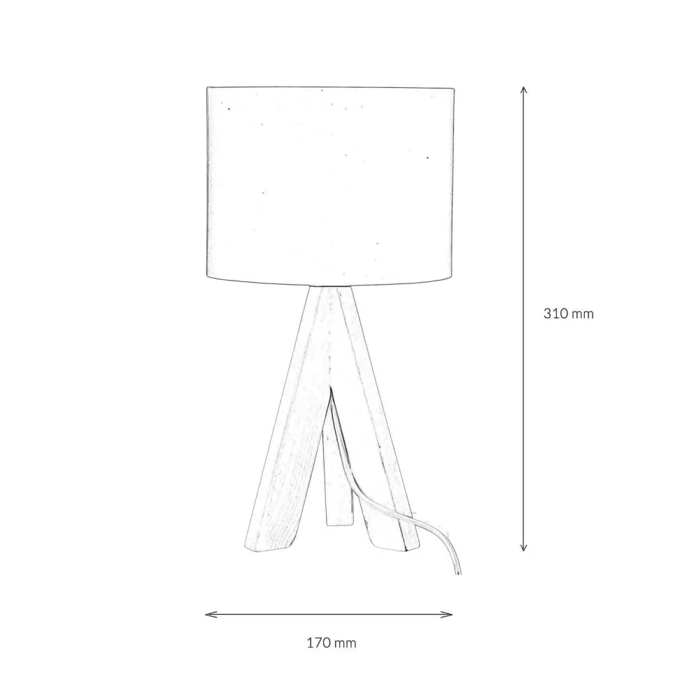 Kleine Tischlampe Holz Stoff H:31cm Ø17cm modern
