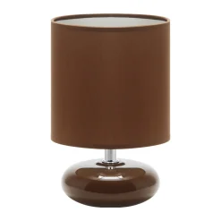 Kleine Tischlampe Keramik Stoff E14 20 cm Braun