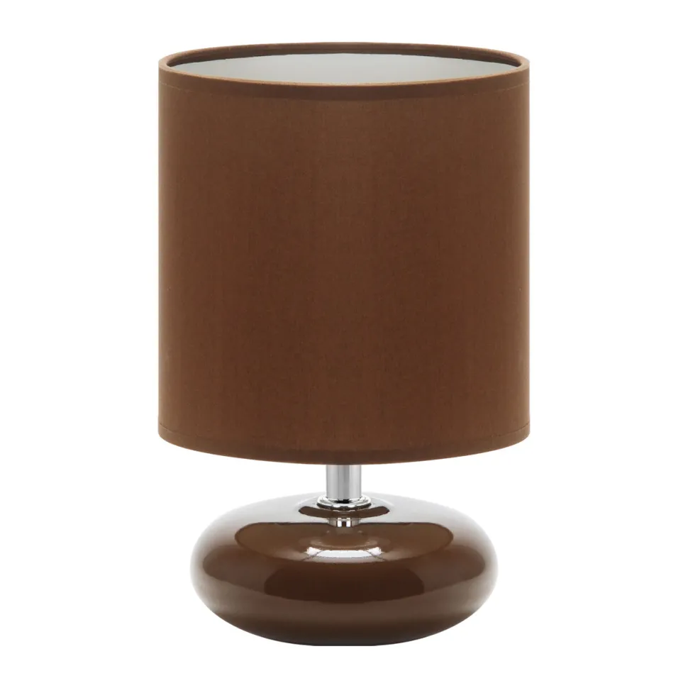 Kleine Tischlampe Keramik Stoff E14 20 cm Braun