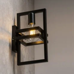 Kleine Wandlampe Metall Schwarz dekorativ E27 H:31 cm