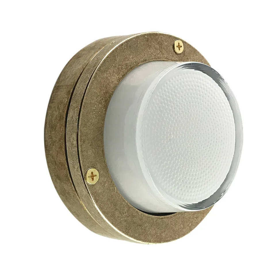 Kleine Wandlampe rund Ø 14 cm Messing Glas Outdoor Keller