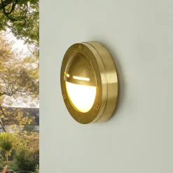 Kleine Wandleuchte AGIA Messing Maritim IP64 Haus