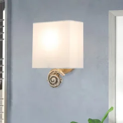 Kleine Wandleuchte Stoff H: 25,4 cm Creme Weiß