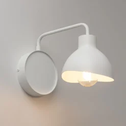 Kleine Wandleuchte Weiß Metall dekorativ E27 B:14,5 cm