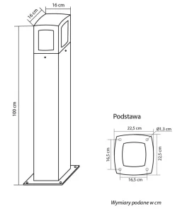 Kleine Wegeleuchte Dunkelgrau Aluminium E27 IP65 100 cm