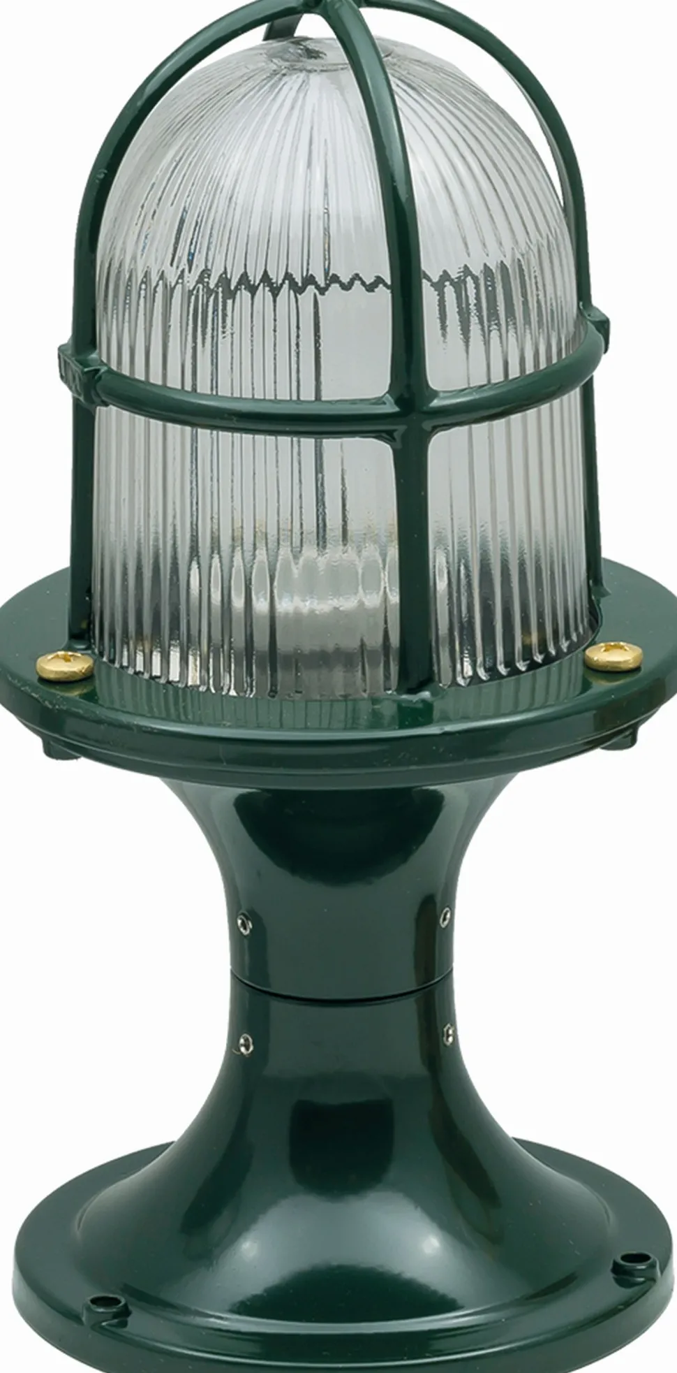 Kleine Wegeleuchte Messing Glas 28 cm hoch IP54 Grün Maritim