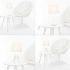 Kleiner Lampenschirm Tischleuchte Stoff Weiß E14