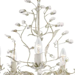 Kristall Kronleuchter Floral in Shabby Creme Gold Ø 50 cm