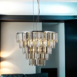 Kronleuchter Art Déco Ø 65 cm Kristall Rauchglas 9x E14