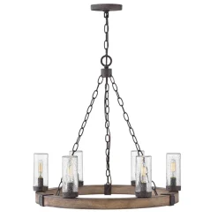 Kronleuchter außen Ø 61 cm IP44 E14 Metall Glas Ring