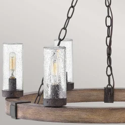 Kronleuchter außen Ø 61 cm IP44 E14 Metall Glas Ring