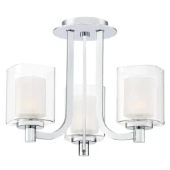 Kronleuchter Badezimmer IP44 Ø 38,4 cm Metall Glas Chrom Weiß