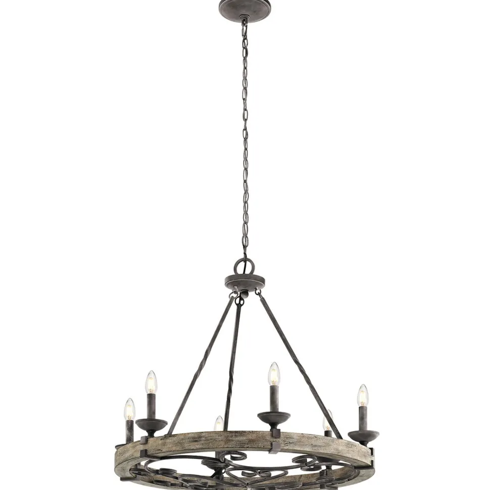 Kronleuchter CAMELOT 8 Holz Zink Ø72cm Lampe