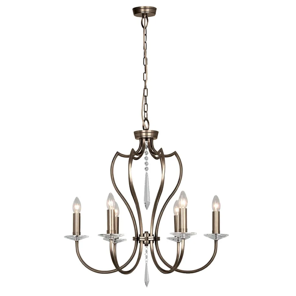 Kronleuchter CANDELA 12 Echt-Messing Bronze Lampe