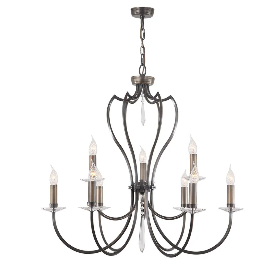 Kronleuchter CANDELA 12 Messing Lampe in Bronze