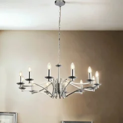 Kronleuchter Chrom 12-armig E14 Ø 88 cm H: max. 1,5 m Metall