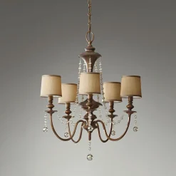 Kronleuchter Esszimmer mit Schirm Ø65cm Braun Gold Creme