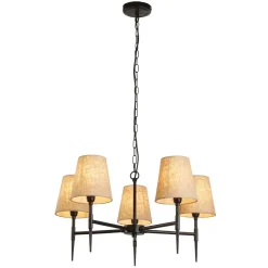 Kronleuchter 5-flammig Ø 66 cm Rustikal E14 Schwarz Creme