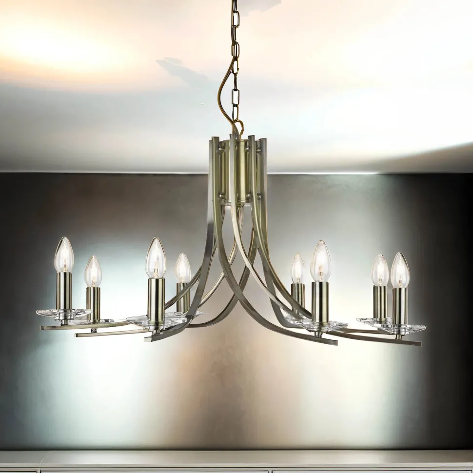 Kronleuchter 8-flammig in Messing Antik E14 Metall