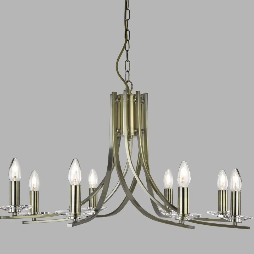 Kronleuchter 8-flammig in Messing Antik E14 Metall