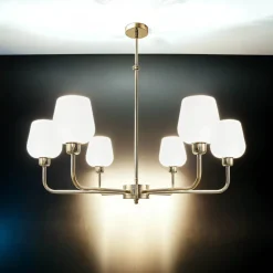 Kronleuchter Glas Messing Ø 81 cm 6x E27 verstellbar